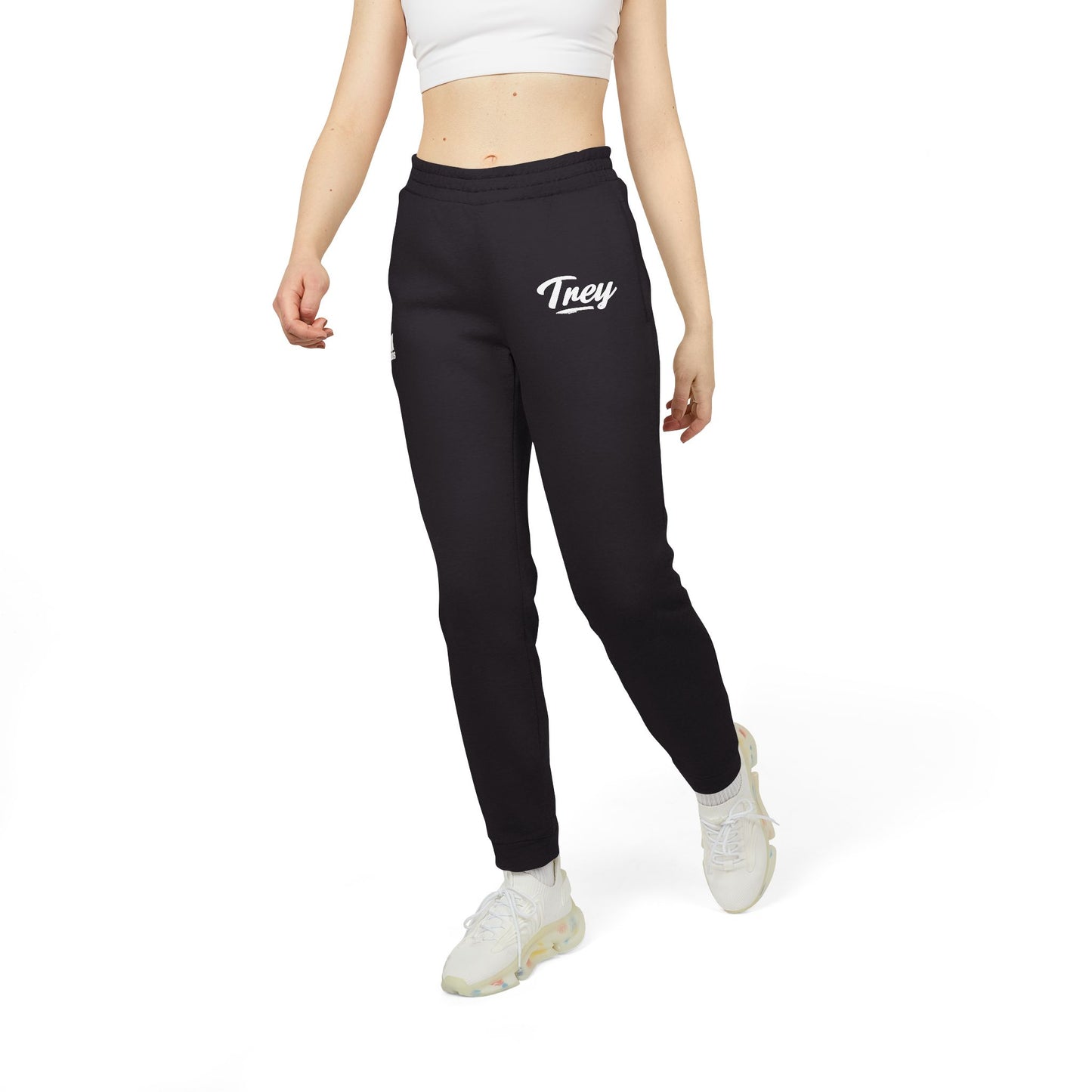 Stylish Trey’s Joggers in BCI cotton and recycled polyester blend, designed for comfort with adjustable waistband, side pockets, and cuffed hem for a tapered fit