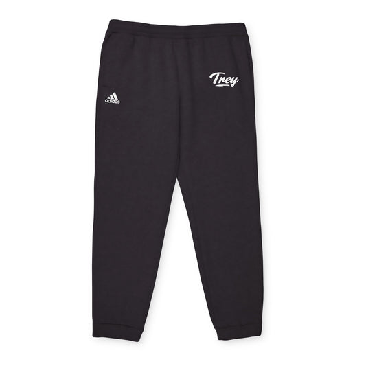 Trey's Joggers made from a sustainable BCI cotton and recycled polyester blend, featuring side and back pockets, elastic waistband with drawstrings